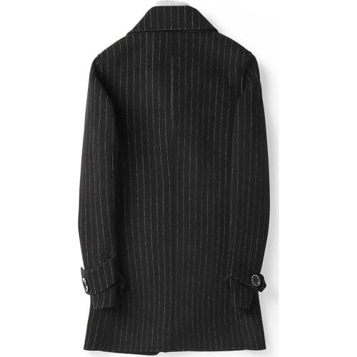 2020 New Wool Coat Men Double Breasted Long Wool Jacket Striped Korean Mens Coats Abrigo Hombre D-04-1959A-2 KJ3014