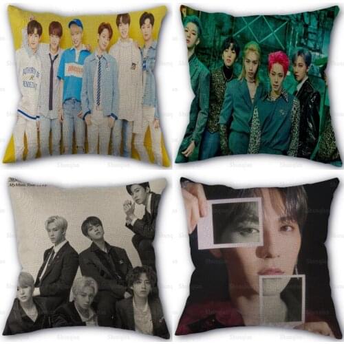 New KPOP ONEUS Pillowcase Linen Cotton Fabric Pillowcases Wedding Pillow Cover Home Decorative 45x45cm One Side Not Fade 0512