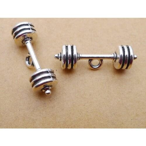 18pcs/lot Barbell Charms Tibetan Silver Color Tone Pendant Aesthetic Accessories Handmade DIY Necklace Jewelry Making Supplies