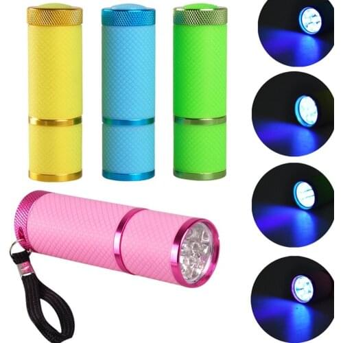 Portable Mini UV 9 LED Purple Light Nail Dryer Curing Lamp Flashlight Torch for Gel Nail Polish Art Light Lamp Machine Tools