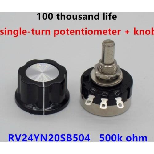 2pcs RV24YN20S B504 500k ohm Carbon film potentiometer single-turn potentiometer + 2pcs A03 knob
