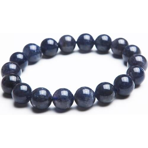 Drop Shipping 11mm Natural Blue Stone Bracelets For Women Crystal Round Beads Jewelry Stretch Charm Bracelet Femme