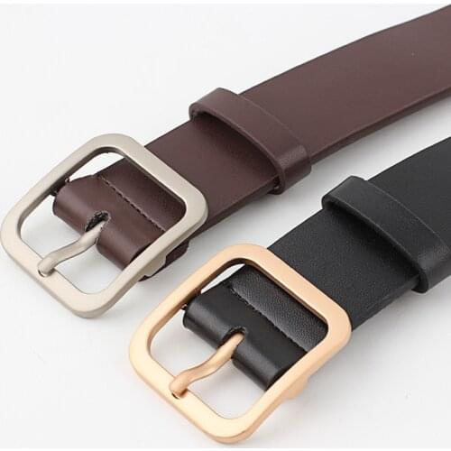 Womens leather belt Gold Grind arenaceous Buckle Jeans Belts for Women Fashion Students Casual waist belt Trousers Harajuku