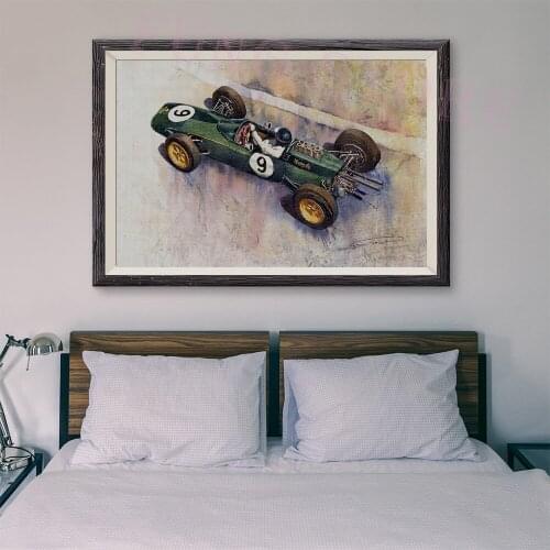 T124 Retro Racing Car Classic Painting No.9 Green racing 21 Custom Silk Poster Home Deco Wall Art Christmas Gift