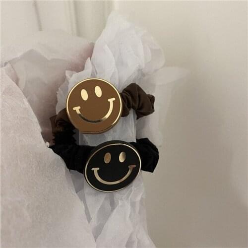 Women Girl Scrunchies Elastic Hair Ties Bands Smile Face Summer Fashion Korean for Girl Head Accessories