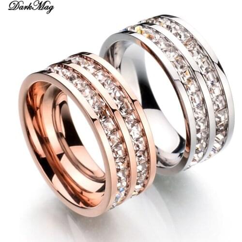 DarkMag luxury Stainless Steel wedding band eternity ring for women big gift for ladies love wholesale lots bulk jewelry
