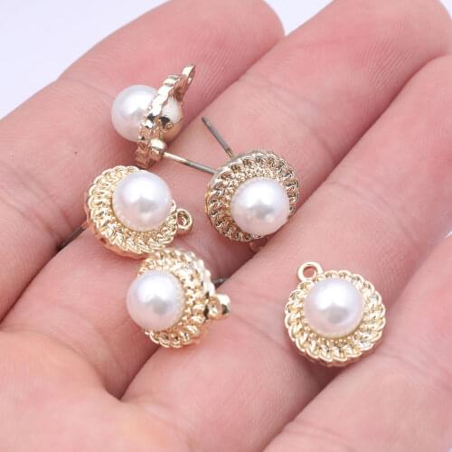 20pcs Pearl Earring Posts With Loop Diy Connector Findings For Earring Making Supplies 12mm