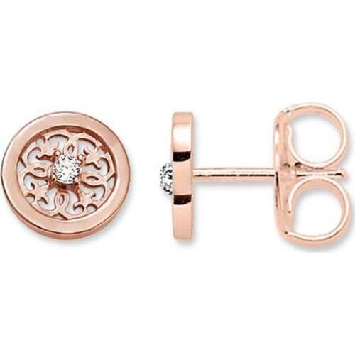 Rose Gold Color White CZ Arabesque Ear Stud Earrings, Fashion Thomas Style Glam Earring Jewelry Ts Soul Gift Earings for Women