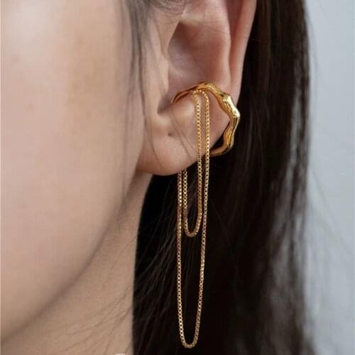 Orgin Summer Minimalist Metal Tassel Clip Earrings for Women Vintage Irregular Gold Color Earrings Party Jewelry Accessories