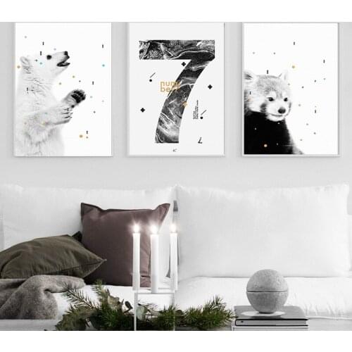 North Polar Raccoon Animal Wall Art Canvas Painting No Seven Nordic Poster Prints Picture Bedroom Living Room Home Decoration