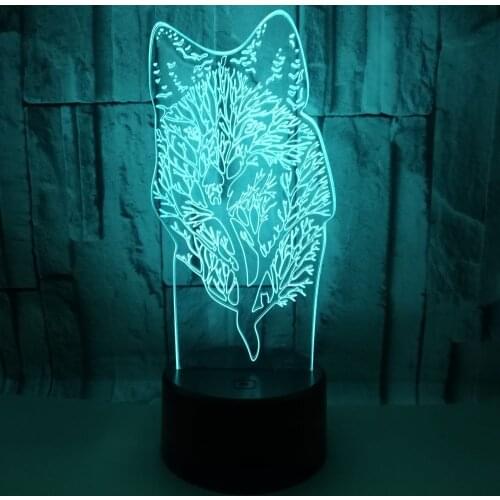 Souvenir Advertising Creative Wolf 3d Nightlight Animal 3d Moderne Desk Lamp Gift Customized Touch Remote Control 3d Table Lamp