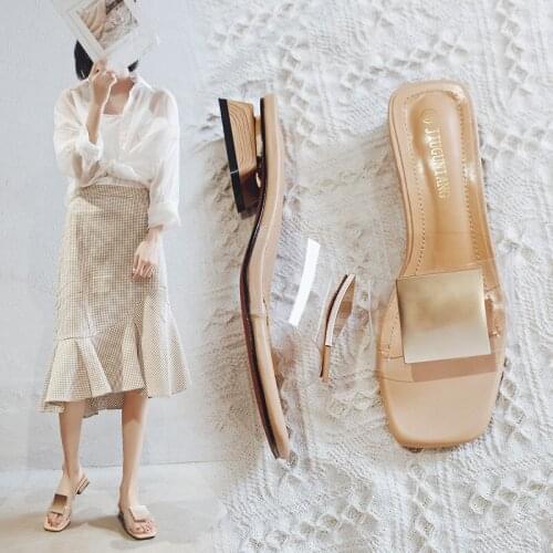 Womens Slippers Women Wear Fashionable and Versatile Transparent Slippers Women Shoes 2021 Women Shoes High Heel