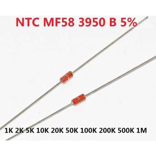 Free Ship 20pcs Thermal Resistor NTC MF58 3950 B 5% 1K 2K 5K 10K 20K 50K 100K 200K 500K 1M 1/2/3/5/10/K Ohm R Thermistor Sensor
