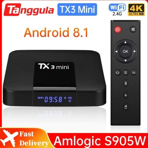 TX3 Mini Android 8.1 Smart TV Box TX3mini Amlogic S905W 4K 2.4G Wifi 2gb 16gb Quar Cord Multimedia Player Set TV Box