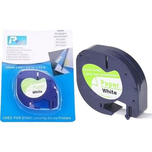 Top quality 50 pcs/lot DYMO letratag paper tapes 91200 black on white 12mm