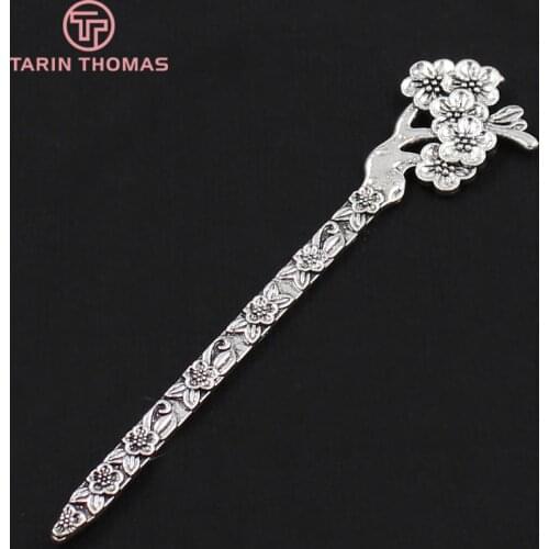Fashion Jewelry Findings,Accessories,charm,pendant,Alloy Antique Silver 133*28MM Plum bookmark&Hair stick 5PCS