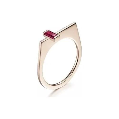 Women Fashion 925 Silver Color Ring Simple Elegant Natural Ruby Jewelry Wedding Engagement Party Ring Size 5-11