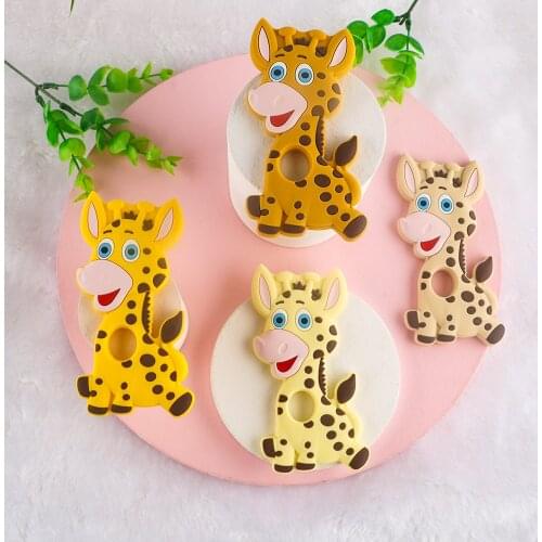 Kovict 1pc Silicone Teether Cartoon Giraffe Animal Food Grade Pendant DIY Pacifier Chain Necklace Accessories Baby Molar Toys