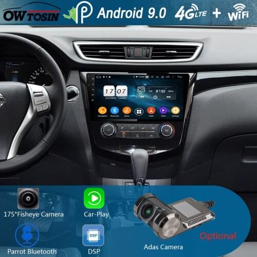 10.1" IPS 8Core 4GB+64GB Android 9.0 Car Multimedia Player For Nissan Qashqai 2015 2016 2017 GPS Radio DSP CarPlay Parrot BT