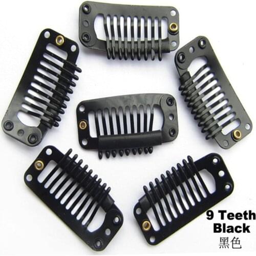 100pcs Hair Clips For Wig 32mm Hair Extension Clips Black Color Snap Clips for Hair Extension I Shape Wig Clips
