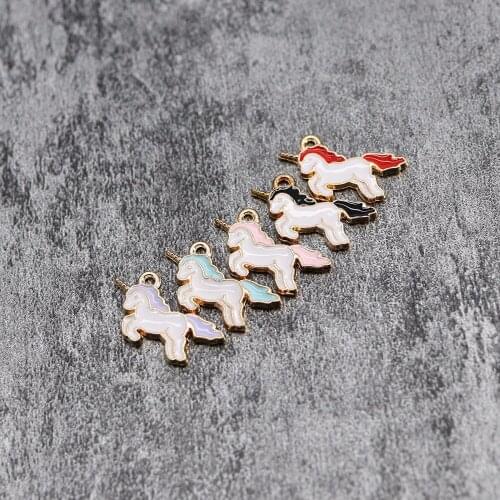 20pcs/Lot Unicorn 13*25mm Diy Design for Jewelry Making Earring Bracelet or Necklace Handmade Enamel Charms