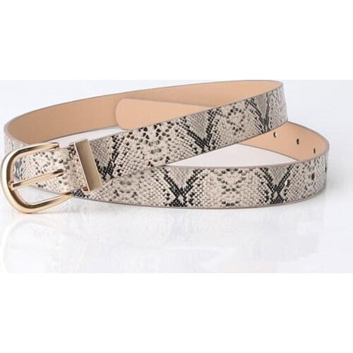 2021 105*2.4cm Women PU Belt Snake Pattern Simple Band Female Jeans Trousers Alloy Buckle Waistband