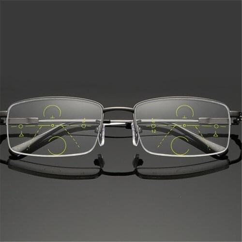 2021 Memory Titanium Anti-Blu-ray Reading Glasses Mens Automatic Zoom Progressive Multi-focus Distance and Near Reading Glasses