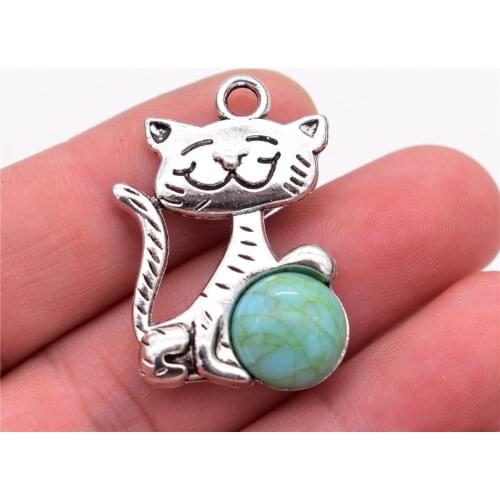 33*25mm 5pcs Antique Silver Plated Smile Cat Charm Pendant For DIY Necklace Jewelry Accessories-E1-10