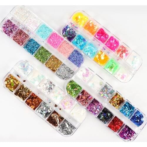 4 Sets Shiny Nail Art Glitter Sequins Irregular Flake Nail Art Decoration Accessory Kit For DIY Manicure Design
