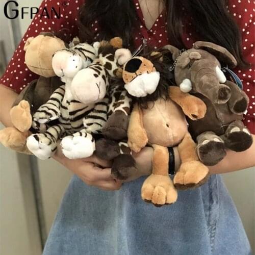5pcs/lot kawaii Forest Animal Series Plush toy Cute Giraffe Elephant Lion Monkey Zebra Dolls Stuffed Soft toys for K
