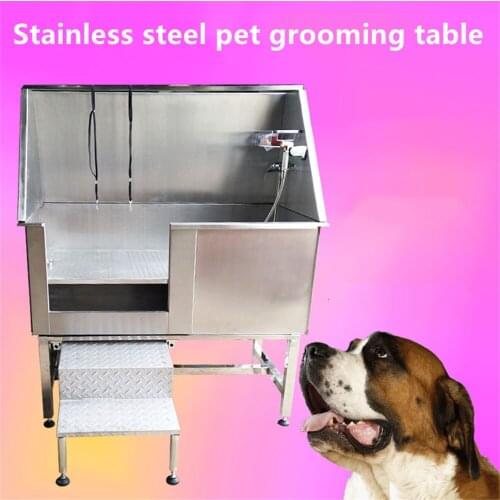 50 Inch Dog Grooming Tub Stainless Steel Pet Grooming Tub with Faucet and Accessories for Dog Washing Station Pet Bath Tub