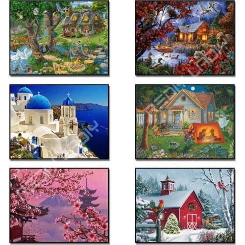Diamond Painting Landscape Beads Cross Stitch Full Square/Round Diamond Embroidery Scenery Home Decor Diamond Mosaic Sweet Home