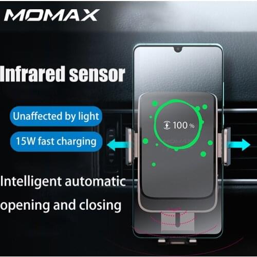 MOMAX car infrared sensor 15W wireless charger fast charge, compatible with Android and iPhone