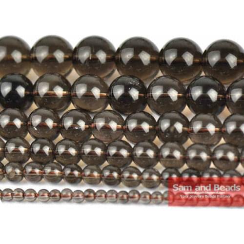 Free Shipping Natural Stone Smooth Smoky black Quartz Beads 16" strand 6/8/10/12mm pick size SQB01