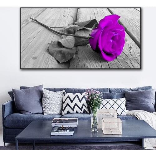 Large Full Square Round Drill 5D Diy Diamond Painting Flower Purple Rose Diamond Embroidery Cross Stitch Home DecorationsZP-4566