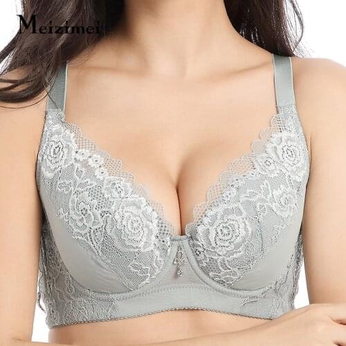 Meizimei plus big size bras for women sexy lingerie lace super push up bra gather bh underwear brassiere girl intimates bralette