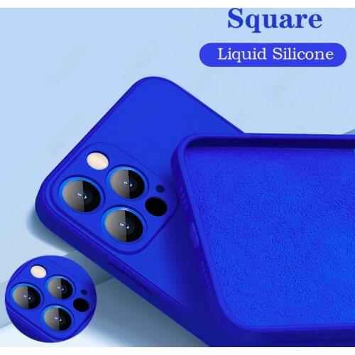 For iPhone 13 12 Pro Max Case 11 Pro XS Max 12 13 mini XR 8 7 Plus 6s SE 2020 Shockproof Solid Color Soft Liquid Silicone Cover