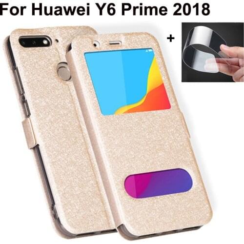 5.7" Open window cover For Huawei Y6 Prime 2018 Case cover PU leather Cases For Huawei Y6Prime 2018 case flip shell back cover
