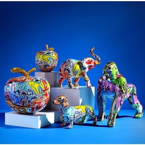 Color Animal Statues High-Quality Resin Sculptures Home Furnishings Desktop Furnishings Holiday Gifts