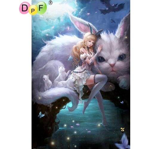 DPF DIY Diamond Embroidery Magic Cube Cross Stitch Gift 5D full Round Diamond Painting crafts rabbit woman cats Mosaic Art Decor