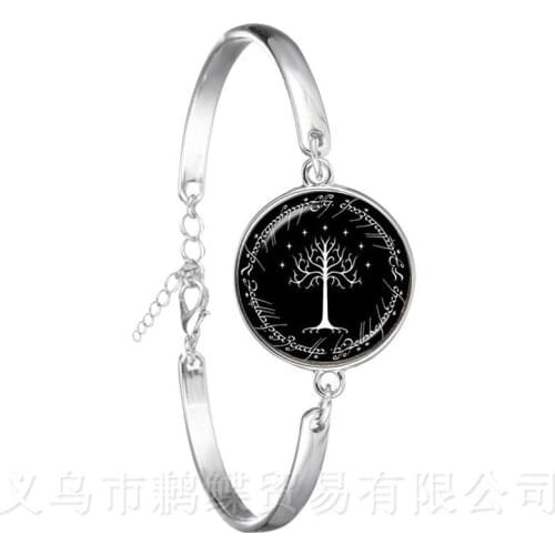 Tree of Life Bracelet Tree Picture Glass Cabochon Jewelry Silver Plated Chain Bangles Accessories For Men Women Gift