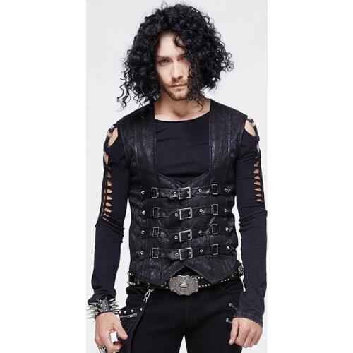 Devil Fashion Vintage Punk Waistcoat for Men Sleeveless Palace Jacket Vest with Buckle