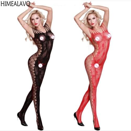 Sexy Lingerie Hot Bodystocking Fishnet Jumpsuit Flower Teddies Erotic Underwear Lenceria Bodysuit Open Crotch Sex Body