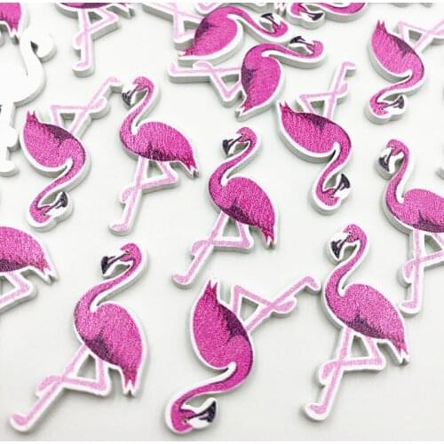 50pcs no- Holes Flamingos Wooden Buttons Sewing Buttons Scrapbooking Crafts Accessories 22*35mm WB689