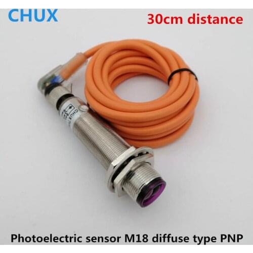 Photoelectric Switch PNP Diffuse With LED Sensor connector for mask machine 30cm Sensing Detect Distance E3F DC Photocell Sensor