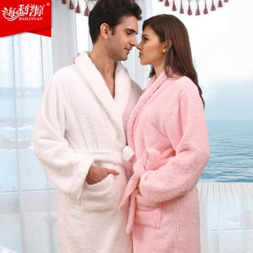 AZO Free 100% most thickening cotton bathrobes toweling robe lovers robe soft