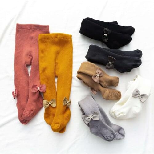 0 to 10 Years 7 Colors Super Thick Girls Tights Warm Fleece Lining Kids Tights Beautiful Bowknot Childrens Pantyhose In Winter