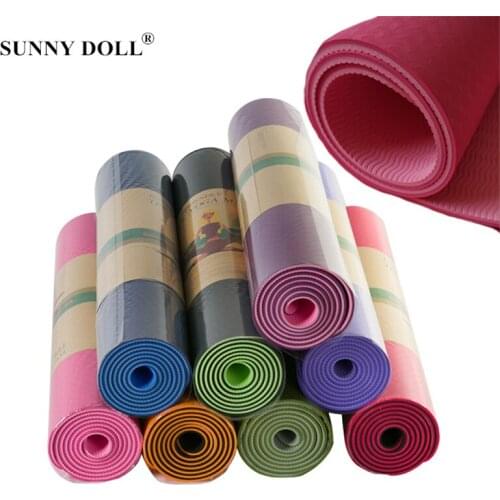 1830*610*8mm TPE Yoga Mat Thick 8mm Double Color Asteless Non Slip Carpet Mats Pilates Gym Sports Exercise Pads for Beginner