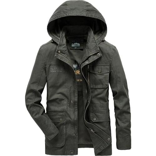 Brand Military Jacket Men High Quality Plus Size M-4XL Mens Winter Autumn Casual Cotton Hooded Mens Jacket Coat
