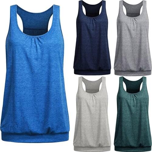 Summer Tank Tops Women Gray Blue Tank Vests Solid Color Top Female Sleeveless Top Workout Tanks